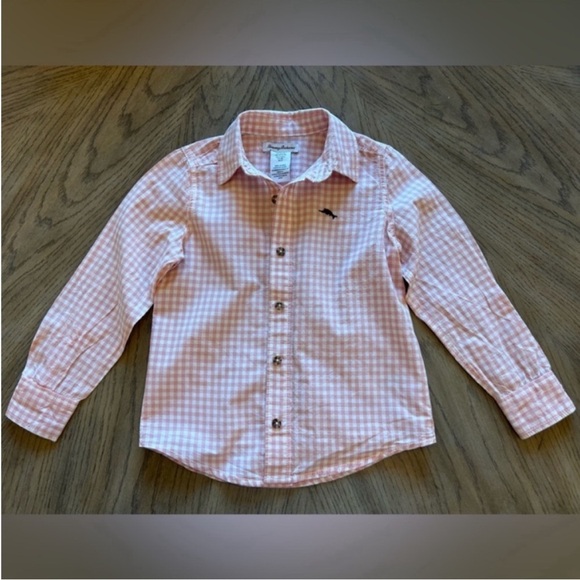 Tommy Bahama Pink Button Down Shirt Lightweight size 5/6 - Picture 2 of 7